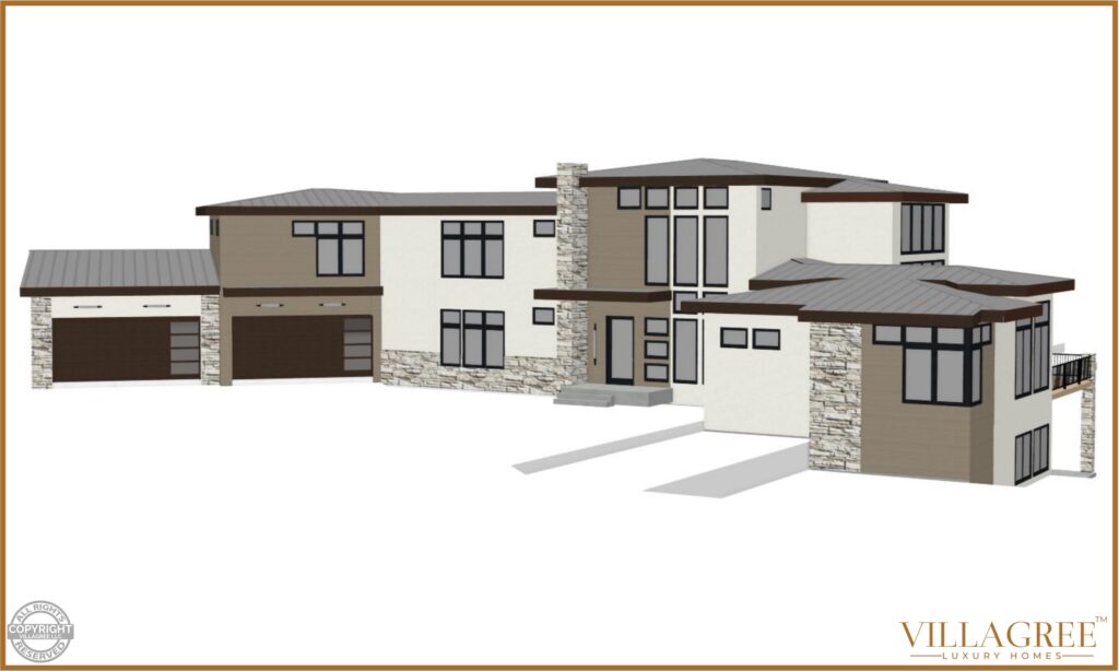 Modern luxury home architectural rendering.