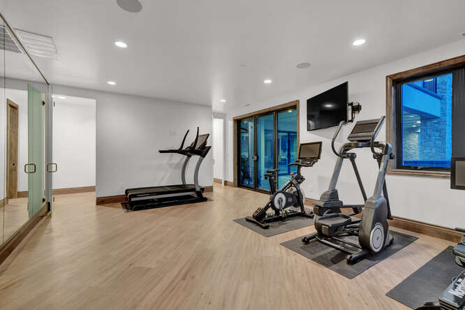Exercise equipment in home gym
