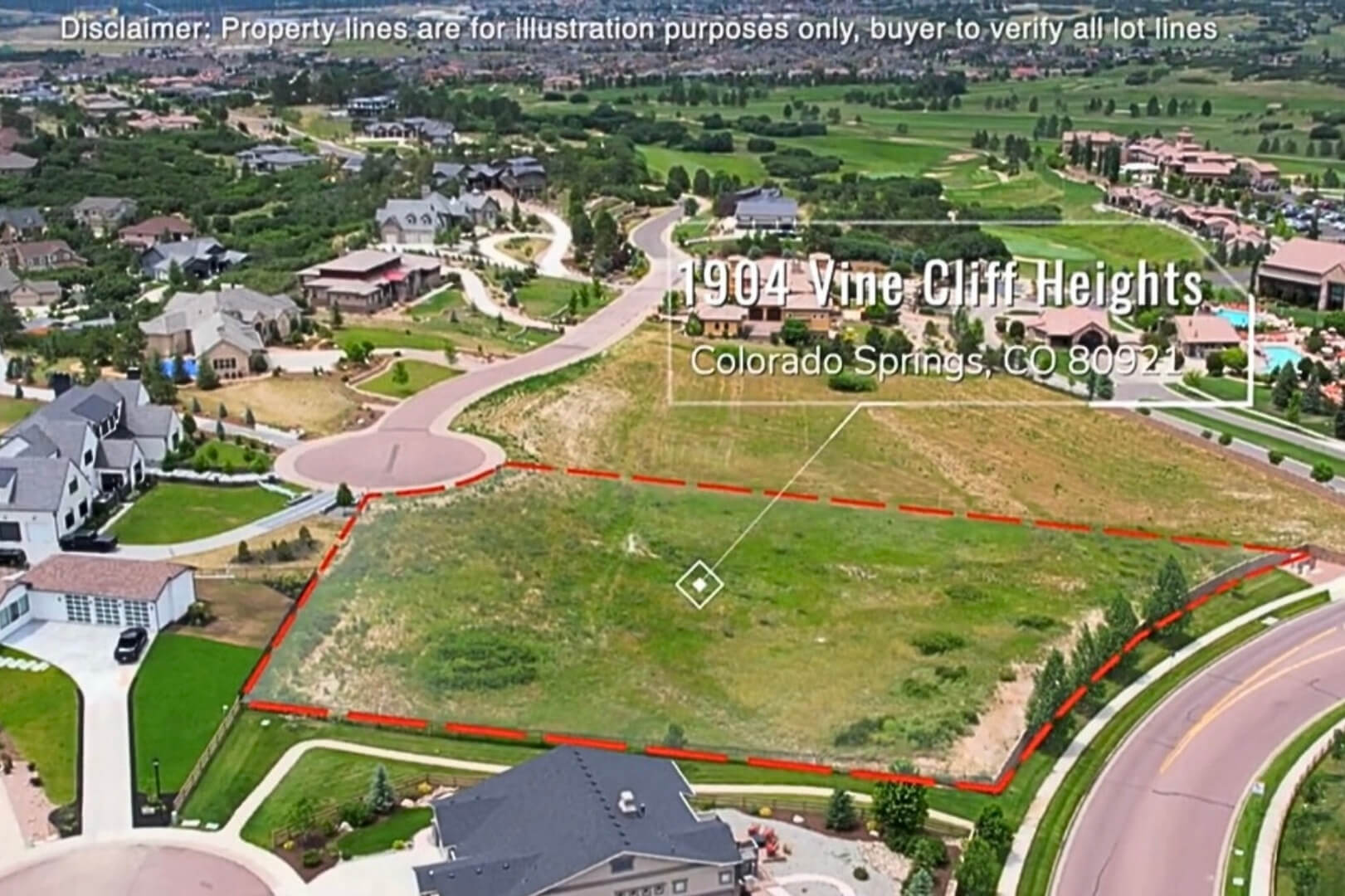 Aerial view of empty residential lot.